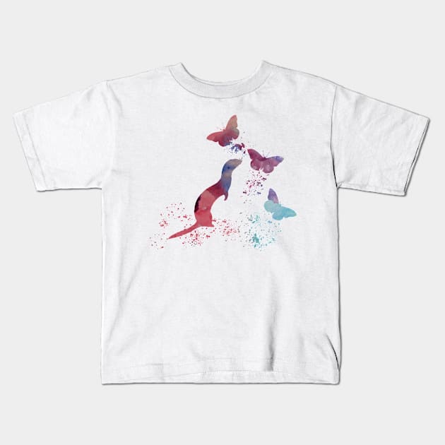 Ferret and butterflies Kids T-Shirt by BittenByErmines